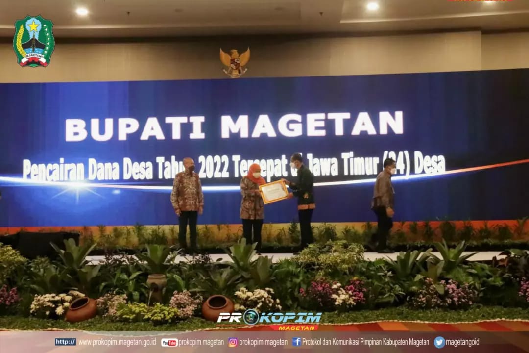 KABUPATEN MAGETAN TERIMA PENGHARGAAN PENCAIRAN DANA DESA TERCEPAT TAHUN 2022 